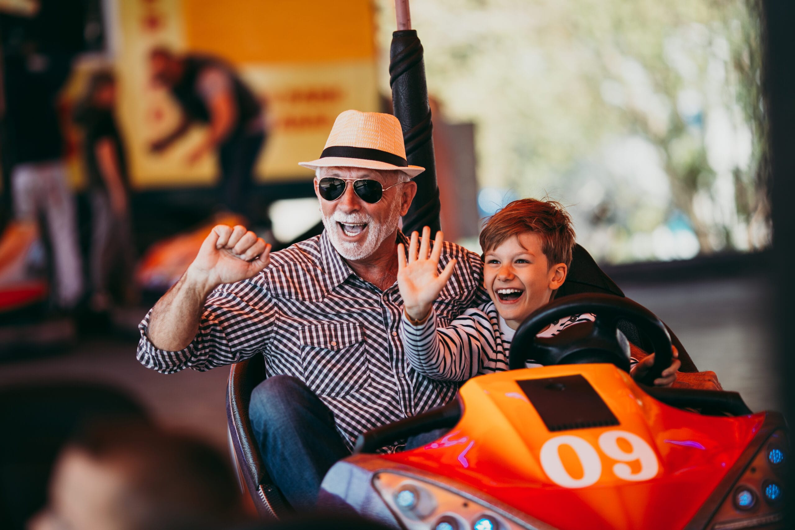 Grandfather and grandson having fun and spending good quality ti