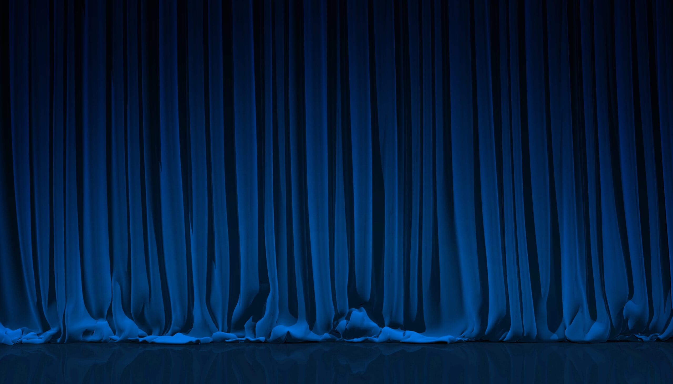 Blue curtain in theater.